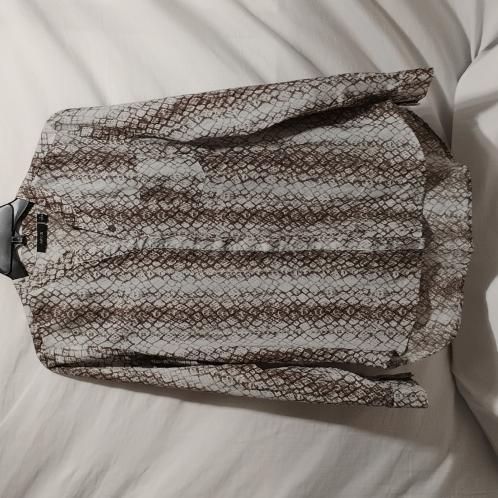 Nwot Apt. 9 Button Up Snakeskin Print Hi Lo Blous… - image 1